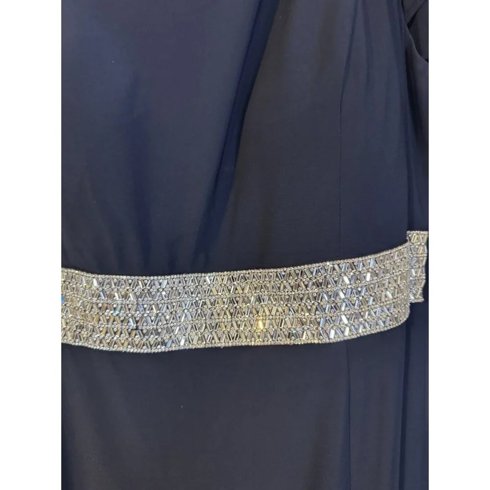 R & M Richards Formal Long Dress 14W Blue Party Cruise Wedding Washable NEW